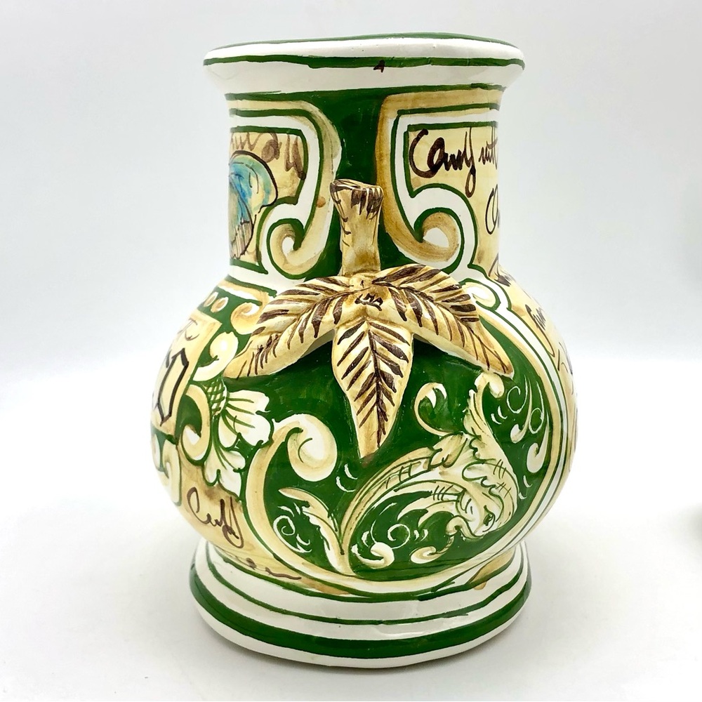 Italian Pottery Sugar Canister Zucchero With Lid Hand Painted Butterfly - Picture 4 of 13